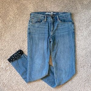 Eddie Bauer flannel lined “boyfriend” fit jeans